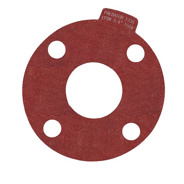 Macho O-Ring & Seal 3/4in Full Face Predator 1330 Flange Gasket Red EPDM, NSF-61 Certified, 1/8in Thick, 25PK - 750.PFF150.M0025