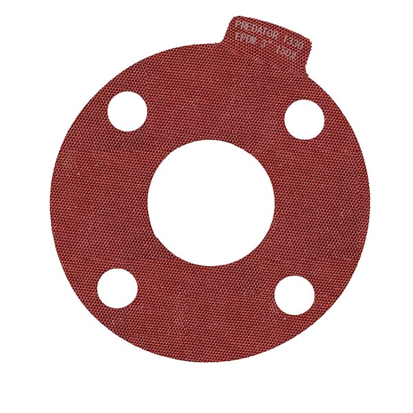 Macho O-Ring & Seal 3in Full Face Predator 1330 Flange Gasket Red EPDM, NSF-61 Certified, 1/8in Thick, 10PK - 300.PFF150.M0010
