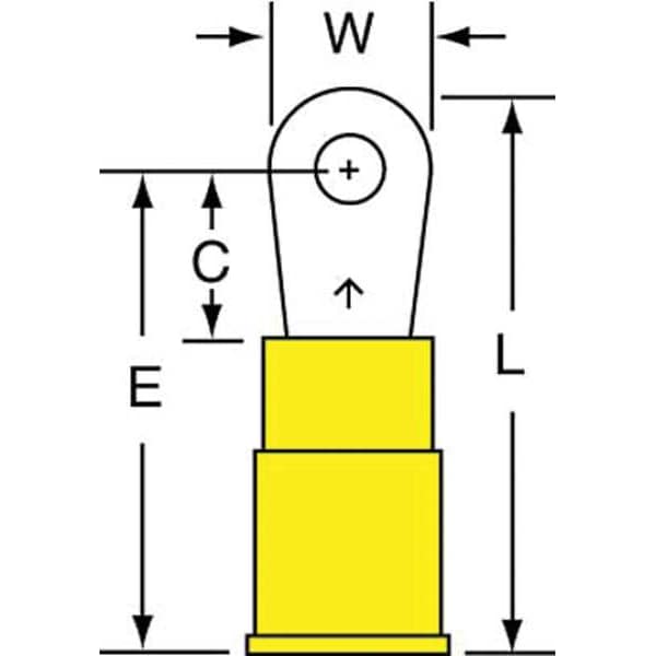 Terminal de Anillo de Vinilo de 12-10 AWG con Estudio #4, Paquete de 500 unidades - MVU10-4R/SK