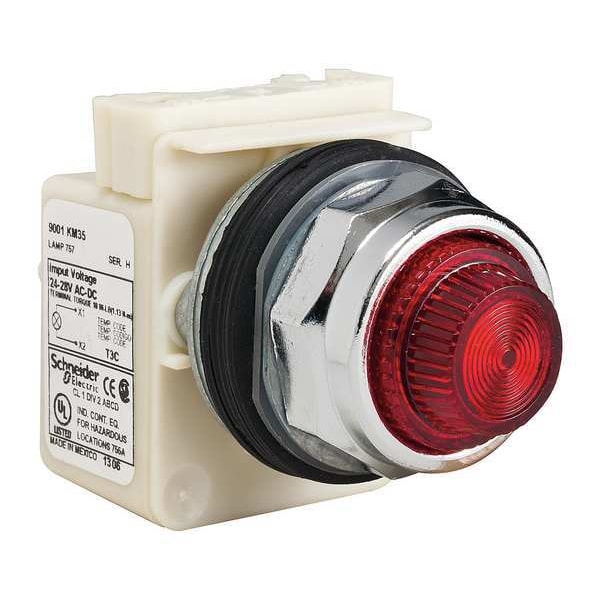 Schneider Electric Luz piloto, incandescente, roja, 24-28VCA/VCC - 9001KP35R31