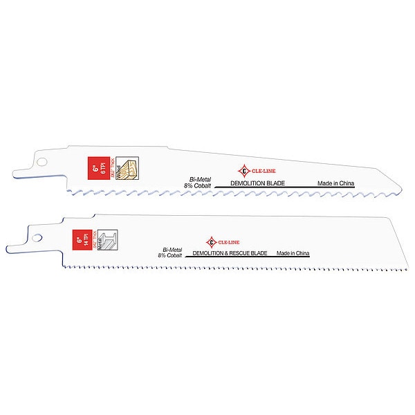 Cle-Line Demolition Metal Cutting Bi-Metal Reciprocating Blade RSB-D Cle-Line 9"X1"X0.042" 14T (5/Card) - C30105
