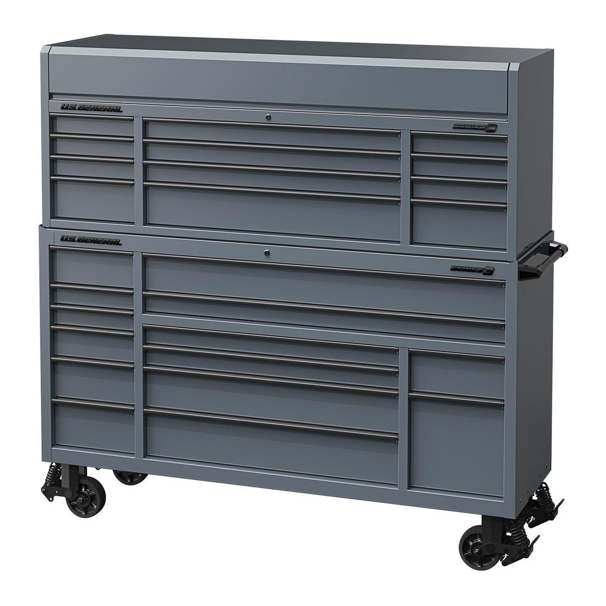 Gabinete rodante de triple banco de 72 pulgadas x 22 pulgadas, Serie 3, Gris Pizarra - 70314