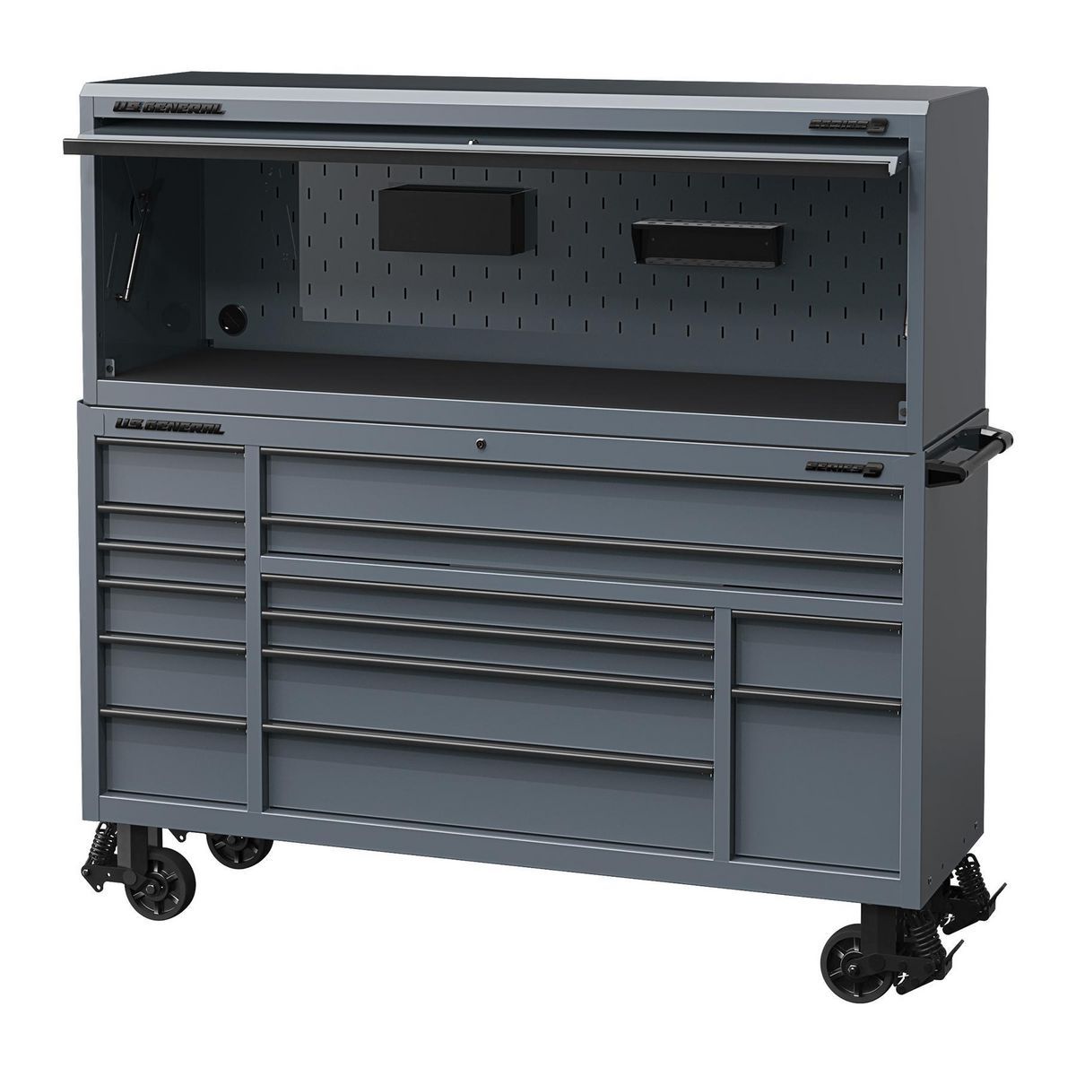 Gabinete rodante de triple banco de 72 pulgadas x 22 pulgadas, Serie 3, Gris Pizarra - 70314
