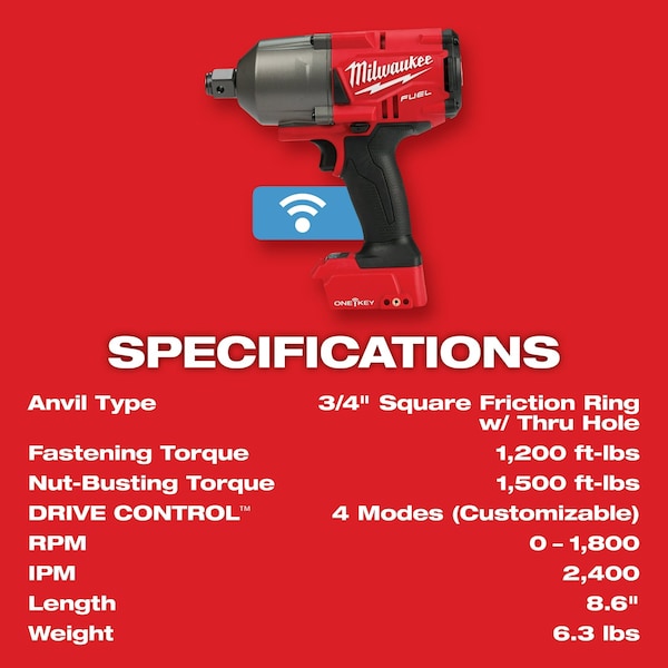 Milwaukee Tool M18 FUEL 3/4 in. High Torque Impact Wrench with Friction Ring with ONE-KEY Kit - 2864-22R