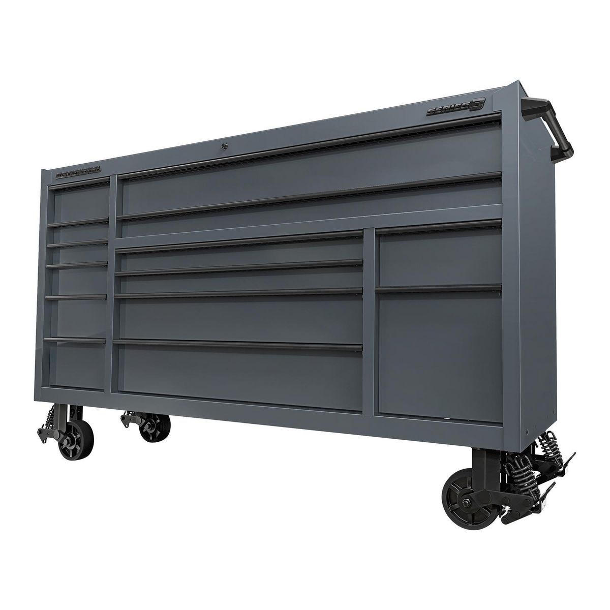Gabinete rodante de triple banco de 72 pulgadas x 22 pulgadas, Serie 3, Gris Pizarra - 70314