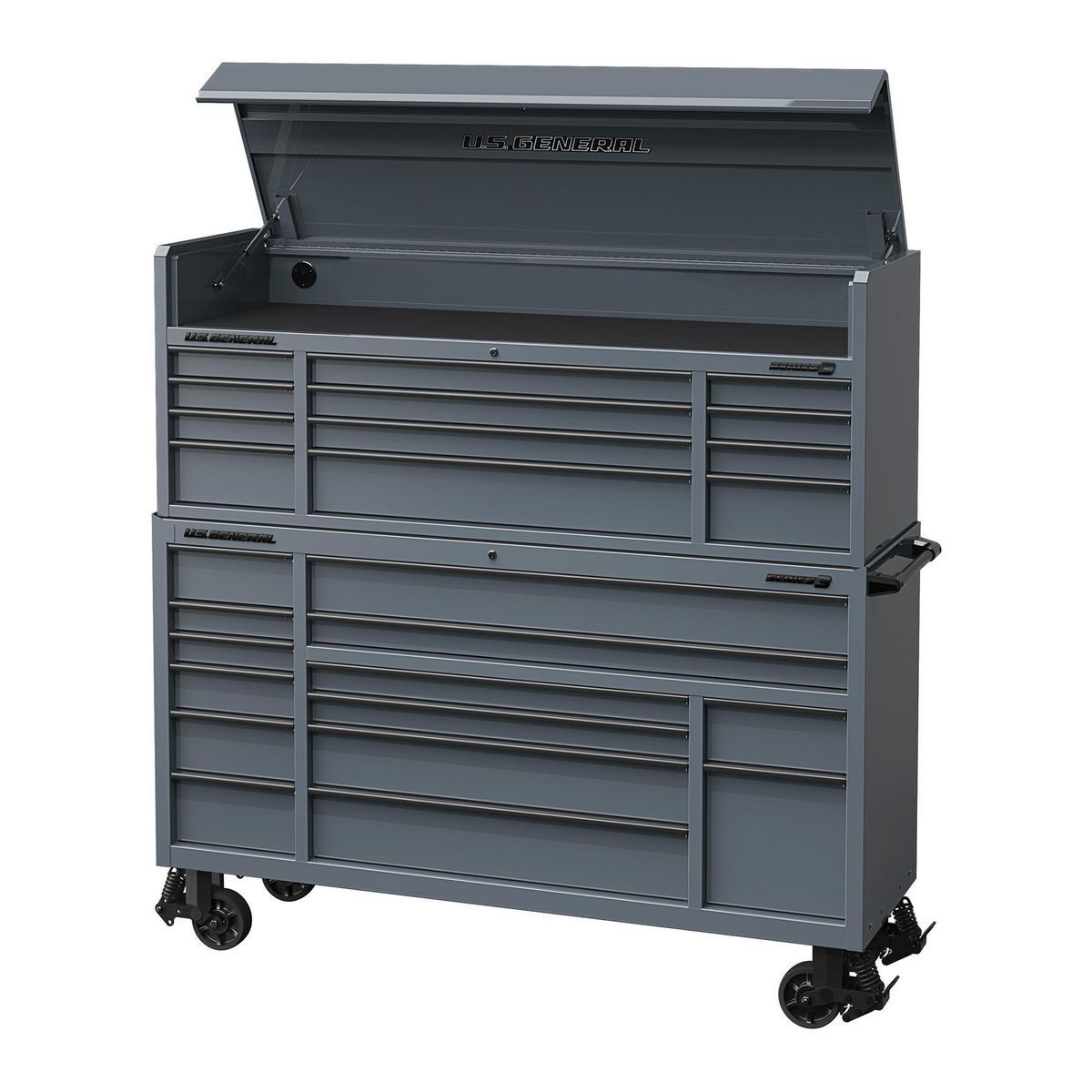 Gabinete rodante de triple banco de 72 pulgadas x 22 pulgadas, Serie 3, Gris Pizarra - 70314
