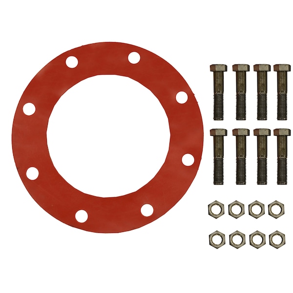 Jones Stephens 8in. Red Rubber Full Face Gasket Kit, 3/4in. x 3-1/2in. Bolt Size - G51108
