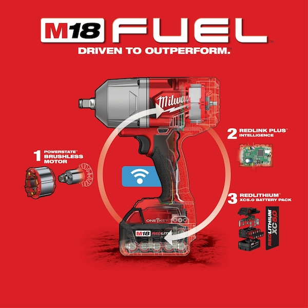 Milwaukee Tool M18 FUEL 1/2 in. High Torque Impact Wrench with Friction Ring with ONE-KEY Kit - 2863-22R