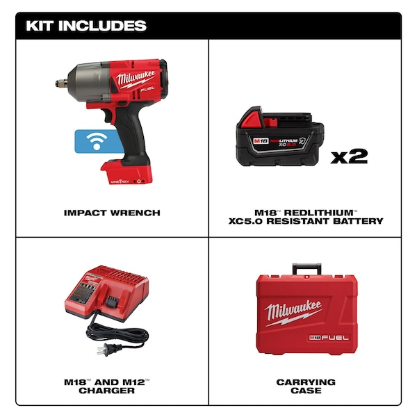 Milwaukee Tool M18 FUEL 1/2 in. High Torque Impact Wrench with Friction Ring with ONE-KEY Kit - 2863-22R