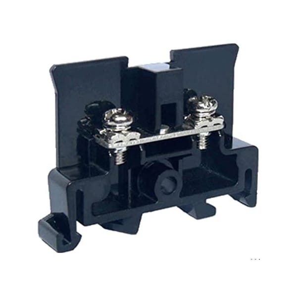 Terminal de anillo de Interconexión de Sistemas de Automatización, Bloque de terminal de riel DIN estilo NEMA para patas de anillo, tornillo M3, negro, 10A, 600V, Paquete de 25 - ASI391001