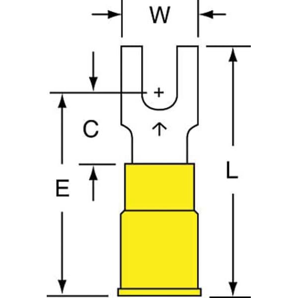 Terminal de horquilla de bloque de vinilo de 12-10 AWG #8 Stud PK500 de 3M - MV10-8FBK