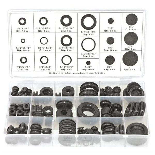 K-Tool International Grommet Assortment, 125 Piece - KTI00091