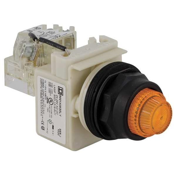 Schneider Electric Piloto de prueba de botón con luz indicadora, color ámbar, LED - 9001SKT35LYA31