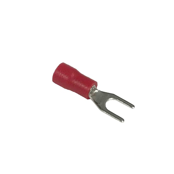 Terminales de horquilla de Remington Industries, con aislamiento de PVC, cable calibre 16-22 AWG, tamaño de perno #10, rojo, paquete de 10 - SVS1.25-5-10
