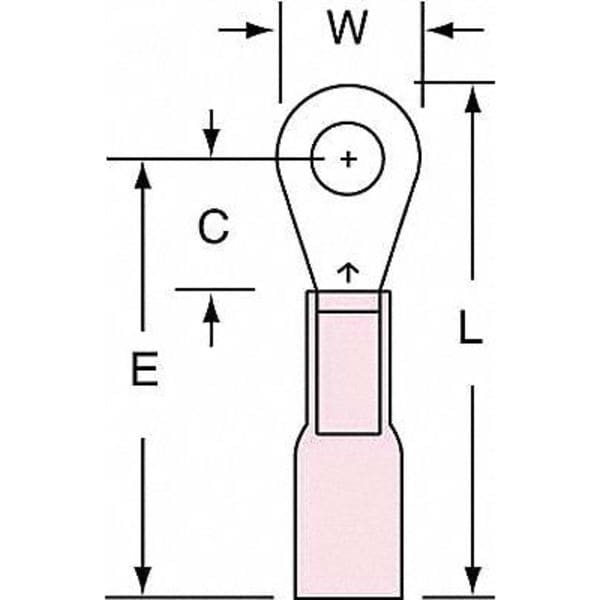 Terminal de anillo termocontráctil de calibre 22-18 AWG para tornillo #6 PK250 - MH18-6R/LK