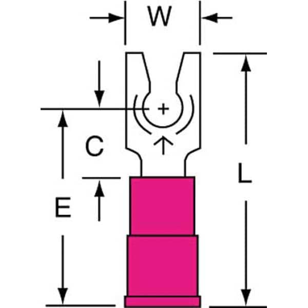 Terminal de horquilla con bloqueo de vinilo de calibre 22-18 AWG para perno #6, paquete de 1000 unidades - MV18-6FLK