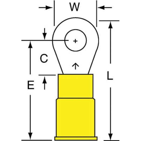 Terminal de anillo de nylon 12-10 AWG, #8 Stud PK500 - MNG10-8RK