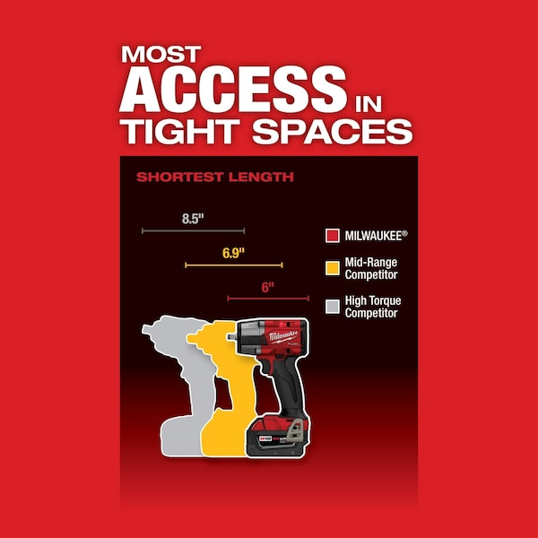Milwaukee Tool M18 FUEL 3/8 in. Mid-Torque Impact Wrench with Friction Ring (Tool Only) - 2960-20