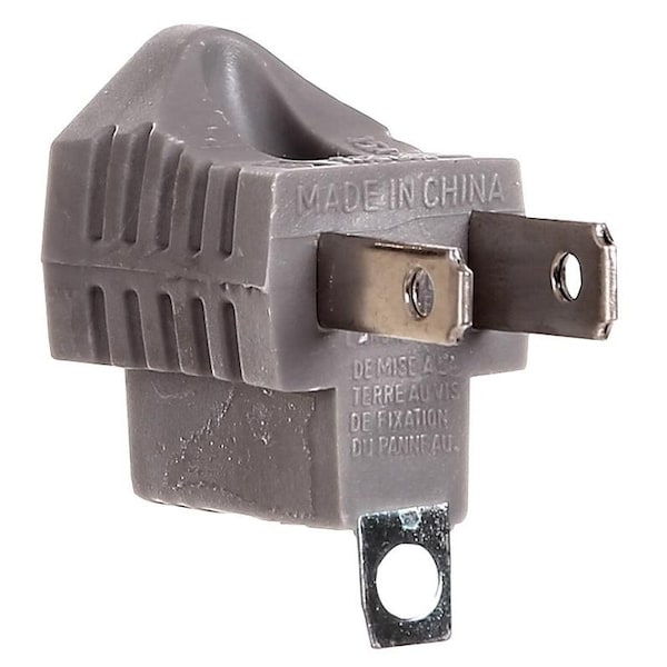Adaptador de salida de dispositivos de cableado Eaton con abrazadera a tierra, 2 polos, 15 A, 125 V, 1 toma de corriente, gris - 419GY