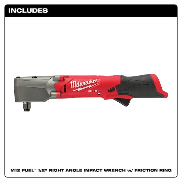 Milwaukee Tool M12 FUEL 1/2 in. Right Angle Impact Wrench with Friction Ring (Bare Tool) - 2565-20