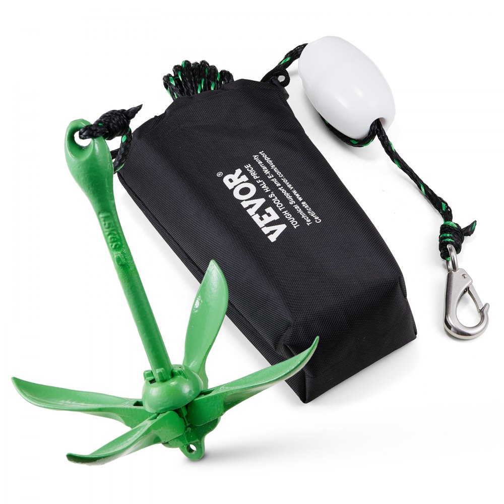 VEVOR Kayak Anchor Kit, 3.5 lb Paddle Board Anchor Kit with 26.2 ft/8 m Rope and Buoy, Folding Small Boat Anchor with Storage Bag and Snap Hook, Kayak Accessories for Kayaks, Small Boats, Canoes - PHTMYJTPSG35NCT7KV0