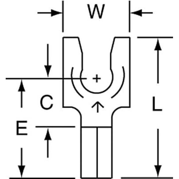 Terminal de horquilla con bloqueo no aislado de 22-18 AWG para perno #8, paquete de 1000 unidades - MU18-8FLK
