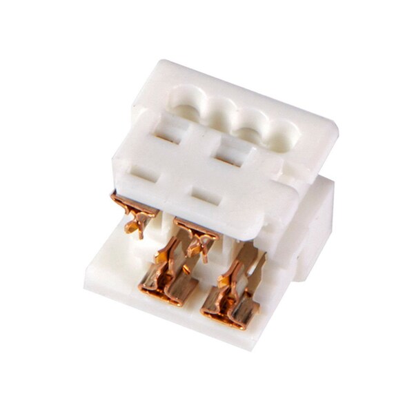 Conector de tarjeta Molex, 4 contactos, 2 hileras, hembra, paso de 0.1 pulgadas, terminal IDC, ranura de guía, color blanco - 903273304.