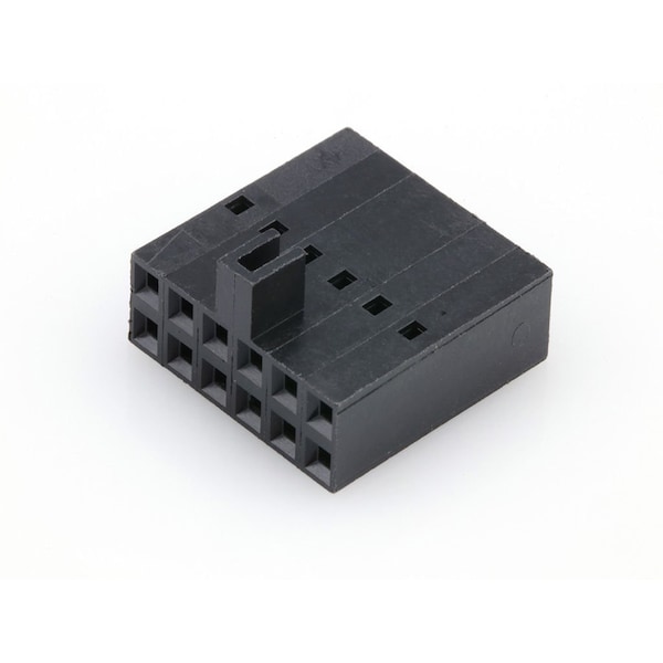 Conector de placa Molex, 12 contactos, 2 filas, hembra, paso de 0.1 pulgadas, terminal de engarce, aislante negro - 22552122