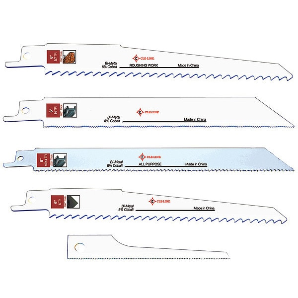 Cle-Line All-Purpose Cutting Bi-Metal Reciprocating Blade RSB-BM Cle-Line 8"X3/4"X0.035" 10/14T (5/Card) - C30118