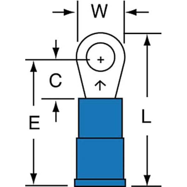 Terminal de anillo de nylon 16-14 AWG #6 Stud PK1000 - MNG14-6R/SK