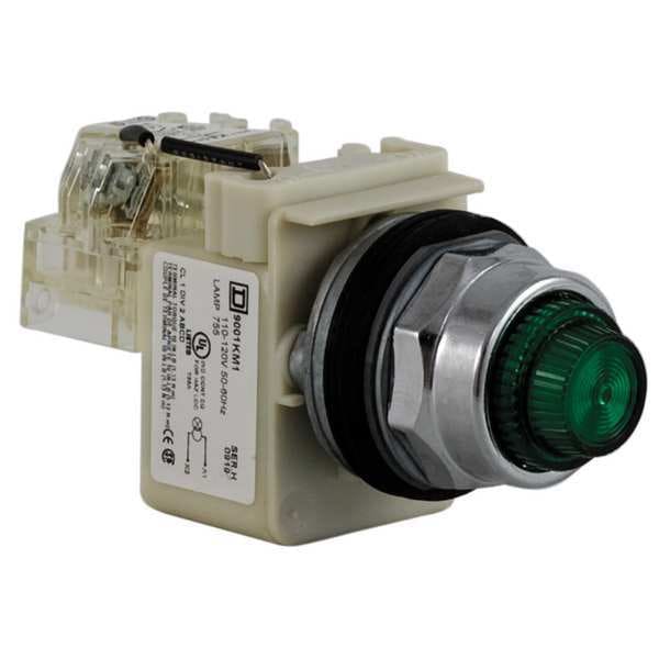 Schneider Electric Luz piloto de prueba Push to Test, Verde, Incand - 9001KT1G31