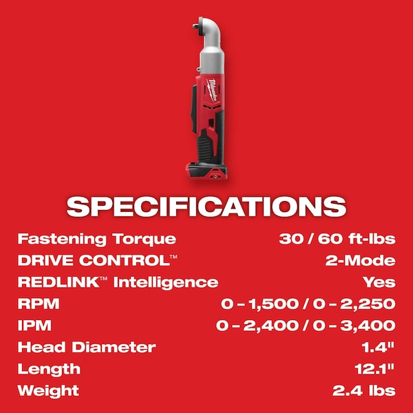 Milwaukee Tool M18 Cordless 2-Speed 3/8" Right Angle Impact Wrench - 2668-20