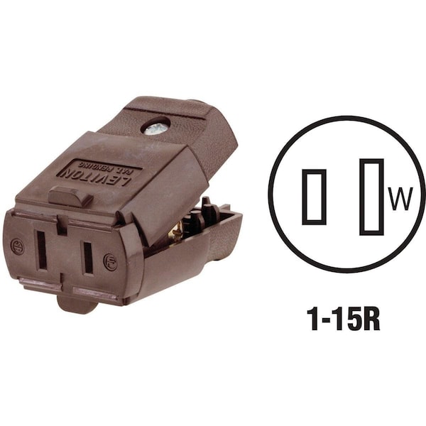 Conector de cable articulado de 2 vías y 2 polos de 15A 125V, color café - 015-102-P