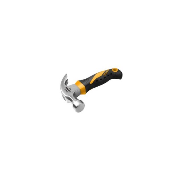 Tolsen 8oz Stubby Claw Hammer Drop Forged Steel Hammerhead, Heat Treated, Polished, Fiberglass Handle - 25027