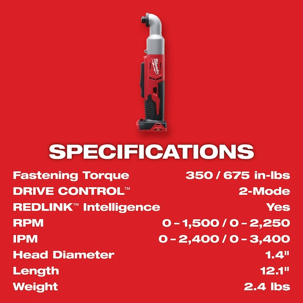 Milwaukee Tool M18 Cordless 2-Speed 1/4" Right Angle Impact Driver - 2667-20