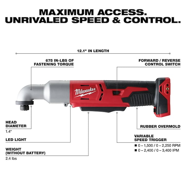 Milwaukee Tool M18 Cordless 2-Speed 1/4" Right Angle Impact Driver - 2667-20