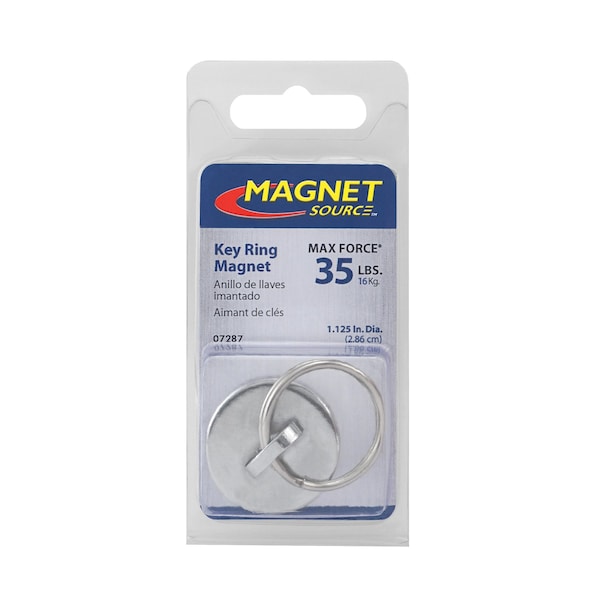 Master Magnetics Magnet Source 1-1/8 in. L X 0.25 in. W Silver Round Magnet with Ring 35 lb. pull 1 pc - 07287