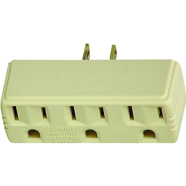 Adaptador de salida para dispositivos de cableado Eaton con terminal de puesta a tierra, 2 polos, 15 A, 125 V, 3 salidas, color hueso - 1219V-BOX