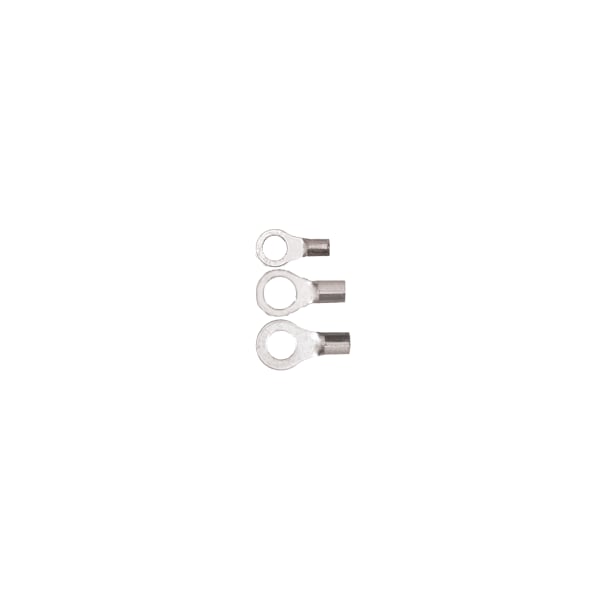 Terminal de anillo no aislado de 12-10 AWG para tornillo #8, paquete de 50 unidades, Material de conexión: Cobre estañado - 166403-050