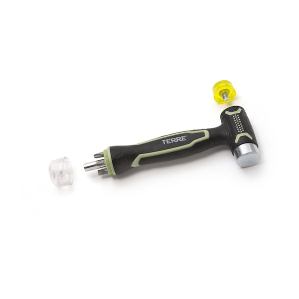 T Terre 6 in 1 Double Faced Rubber Mallet Hammer, Built-In Multi-Bit Screwdriver, Ergonomic Non-Slip Handle - 103001