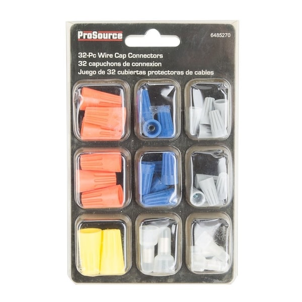 Conjunto de Conectores de Tapa de Alambre de Prosource, Plástico, Para: Alambre de cobre sólido/estándar de calibre 24 a 10, 32 piezas - CP-323L