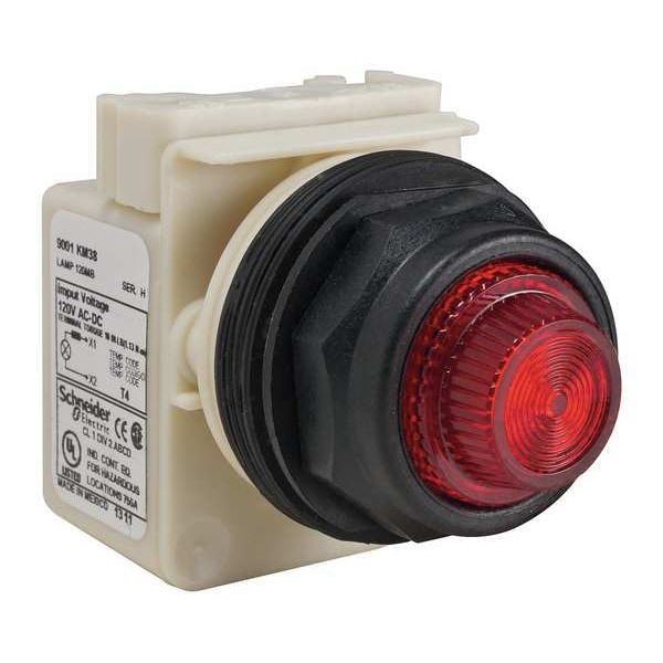Schneider Electric Luz Piloto, Incandescente, Roja, 120V, Lente Fresnel - 9001SKP38R31