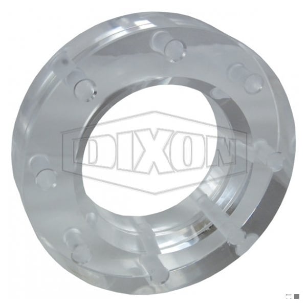 Indicador de flujo a nivel de vista biselado de un lado Dixon, 1-3/4 pulgadas de diámetro de visión, conexión TTMA de 4 pulgadas, 150 psi de trabajo - TT4ASG