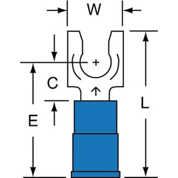 Terminal tipo horquilla con bloqueo de nylon, calibre 16-14 AWG, para tornillo #10, paquete con 1000 piezas - MNG14-10FLK