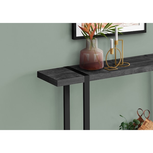 Monarch Specialties Accent Table, 47.25 W, 32 H, Mdf, Hollow-Core, Laminate, Metal, Particle Board, Black - I 2861