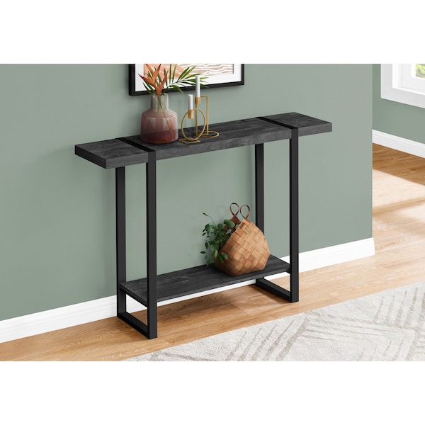 Monarch Specialties Accent Table, 47.25 W, 32 H, Mdf, Hollow-Core, Laminate, Metal, Particle Board, Black - I 2861
