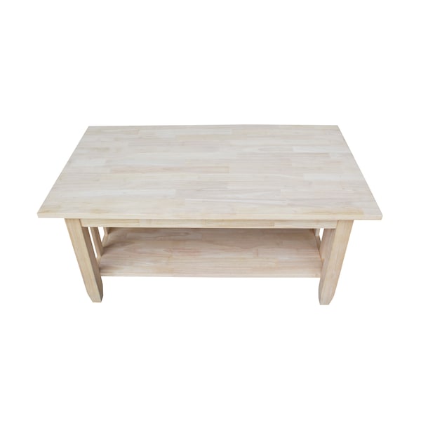 International Concepts Rectangle Mission Tall Coffee Table, 42 in W, 24 in L, 18 in H, Wood, Unfinished - BJ6TC