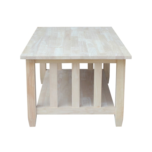 International Concepts Rectangle Mission Tall Coffee Table, 42 in W, 24 in L, 18 in H, Wood, Unfinished - BJ6TC
