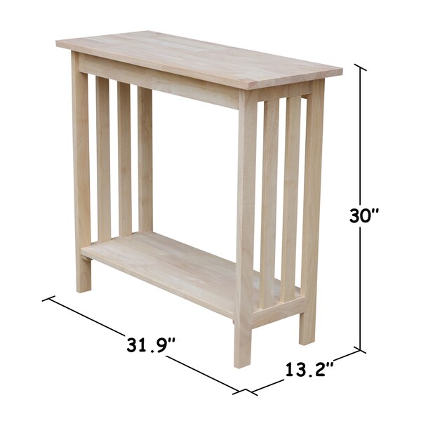 International Concepts Rectangle Mission Entry Table, 31.9 in W, 13.2 in L, 30 in H, Wood, Unfinished - OT-2812