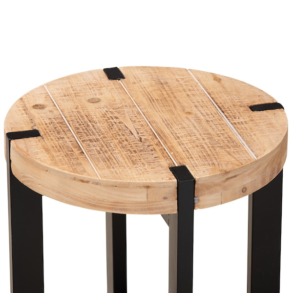 Baxton Studio Horace Rustic and Industrial Natural Brown Finished Wood and Black Finished Metal End Table - 179-11408-ZORO